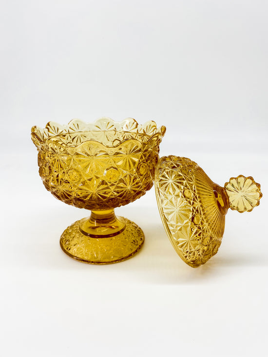 Fenton Daisy & Button Candy Dish - Amber Glass