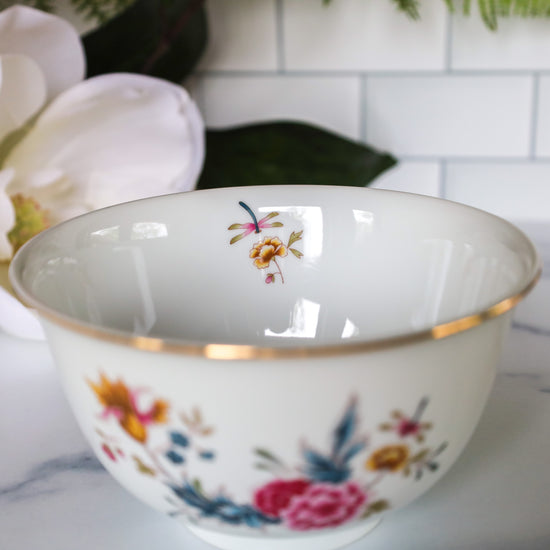 Vintage Spring Porcelain Bowl - Multicolored Floral Pattern