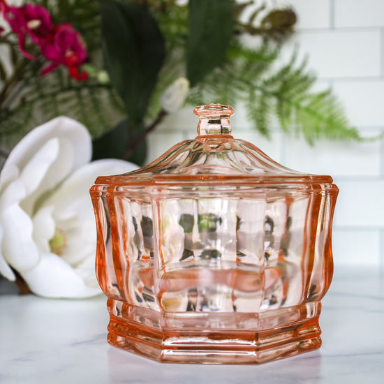 Vintage Indiana Glass Candy Dish - Blush Pink