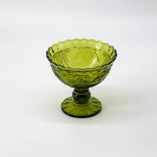 Vintage Candy Dish - Green Glass